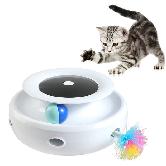 Cat Toys 2-In-1 Interactive Cat Toys for Indoor Cats, Cat Balls, Cat Mice Toy, Cat Entertainment Toys, Electric Cat Toy for Cats/Kittens, Dual Power Supplies, White